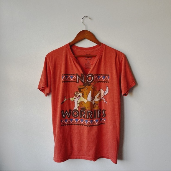 Disney The Lion King 'No Worries' T-Shirt Orange M Unisex Timon & Pumbaa Graphic - Picture 2 of 3